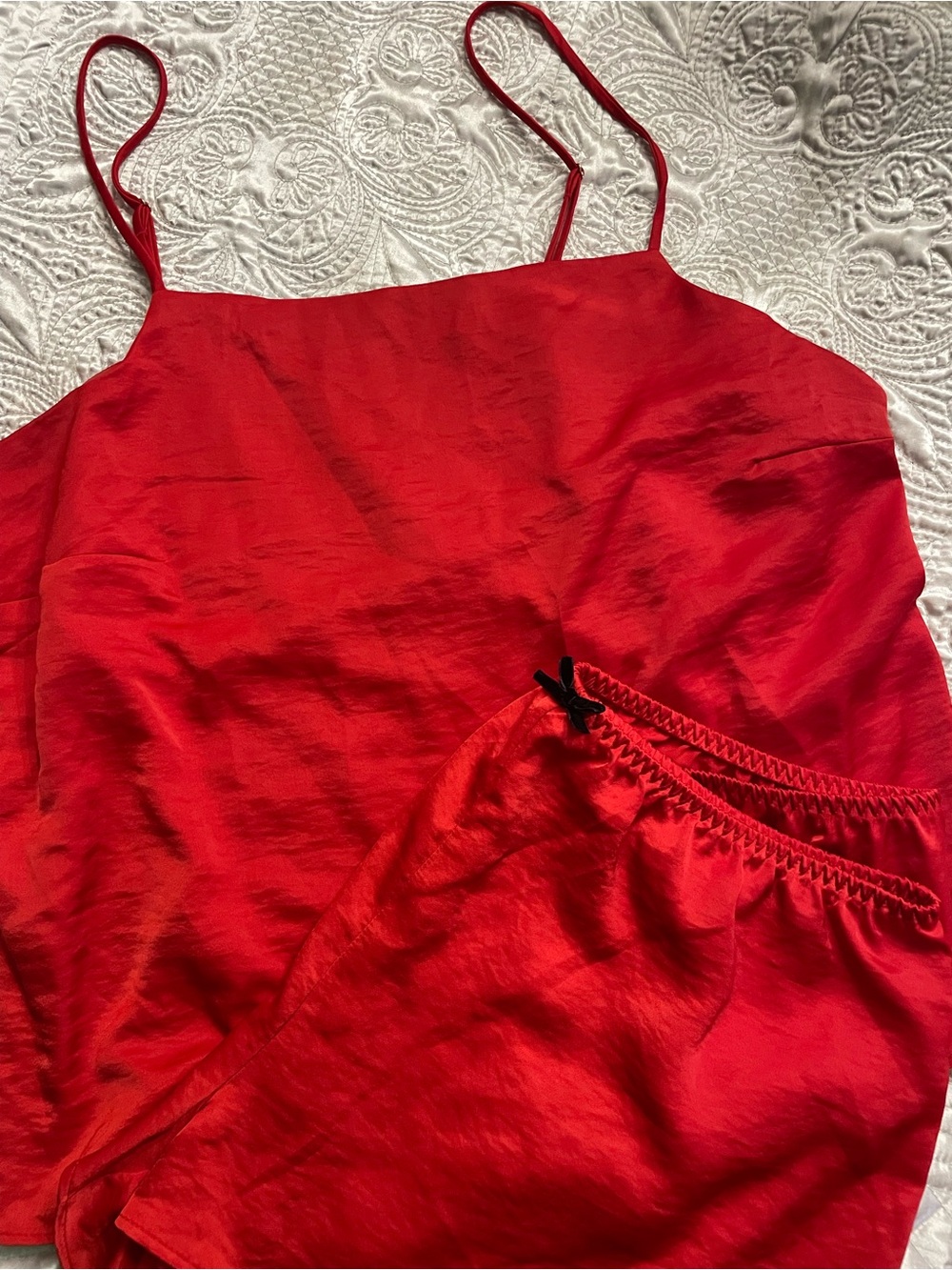 Auden Red Satin Camisole with Spaghetti Straps